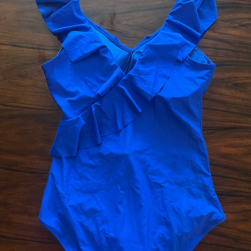 Blue Ruffled Swimsuit - Picture 3 of 4